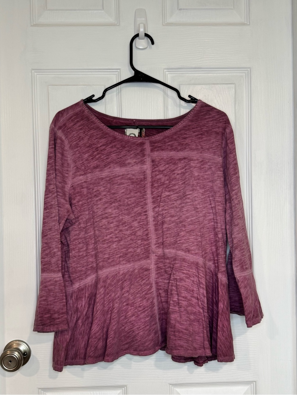 Akemi + Kin Women’s Heathered Mauve Peplum Bell Sleeve Top- XL